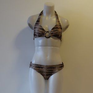Lisa Curran Brown, Beige Print Swim Bikini Sz S*